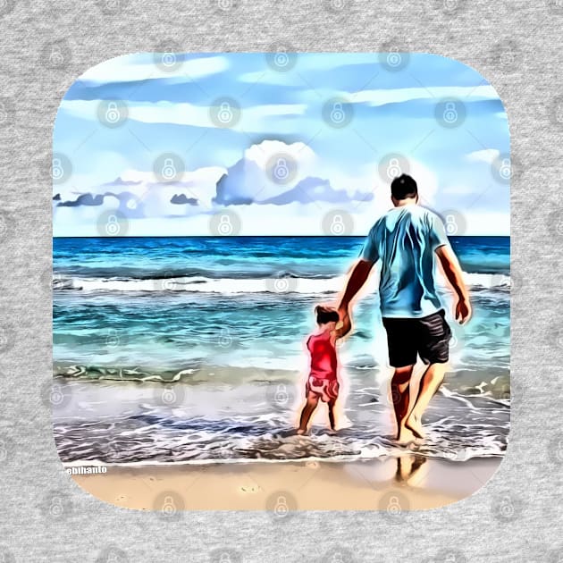 Father and child beach passive income by Lebihanto